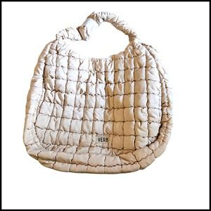 VERB Quilted Padded Shoulder‎ Bag Tan Neutral Hobo Bag Cozy Chic Purse